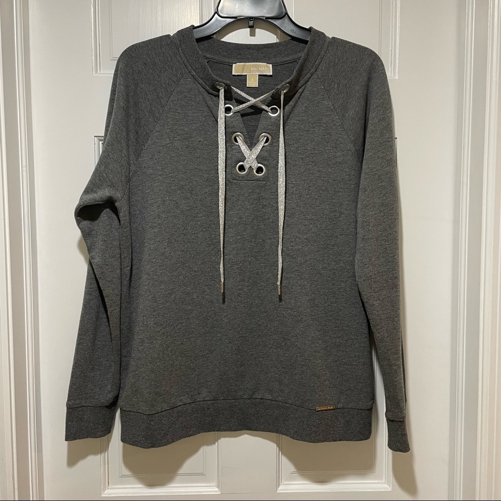 MICHAEL Michael Kors Women's Grommet-neck, V-Neck Sweatshirt
